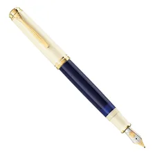 Caneta Tinteiro Luxo Pelikan M800 Cream Blue Pena M Foto  mini 1