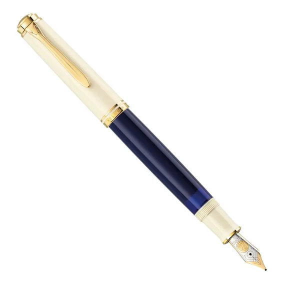 Caneta Tinteiro Luxo Pelikan M800 Cream Blue Pena M Foto 1