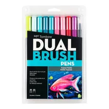 Caneta Tombow Dual Brush Pens Tropical Palette 10 Cores Foto mini 1