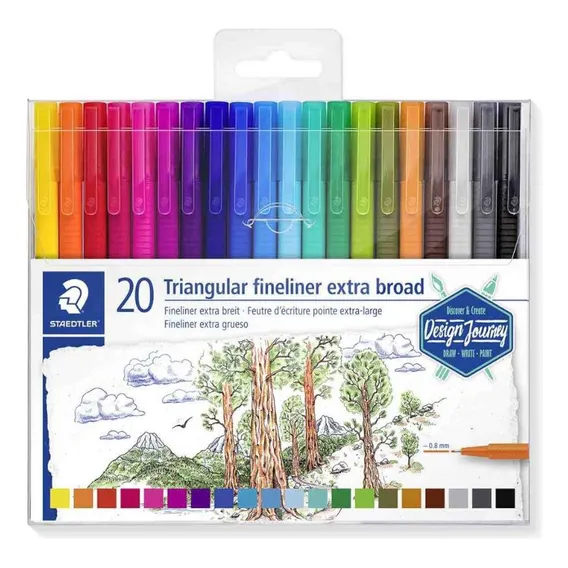Caneta Triplus Fineliner Staedtler Extra Broadliner 20 Cores Foto 1
