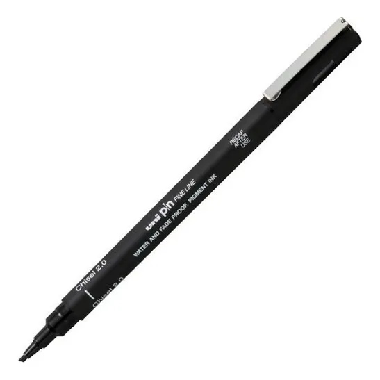 Caneta Uni Pin Chisel Chanfrada Preto 2.0mm Fine Line Cs2200 Foto 1