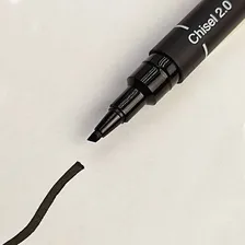Caneta Uni Pin Chisel Chanfrada Preto 2.0mm Fine Line Cs2200 Foto mini  2