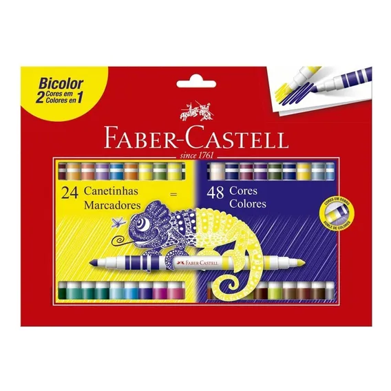 Canetas Hidrograficas Bicolor 24 Canetinhas 48 Cores Foto 1