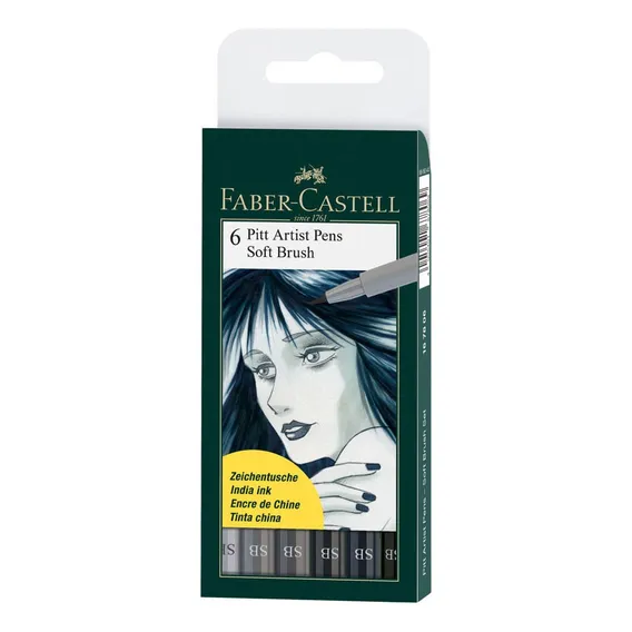 Canetas Pitt Brush Faber-castell -6 Tons De Cinza Ref 167806 Foto 1