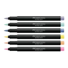 Canetinha Brush Pen Supersoft Pastel 6 Cores Faber Castell Foto mini  3