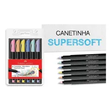 Canetinha Brush Pen Supersoft Pastel 6 Cores Faber Castell Foto mini  2