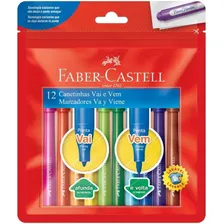 Canetinha Faber Castell 12 Cores Vai E Vem Hidrocor Lavável Foto mini 1