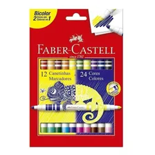 Canetinha Faber Castell Bicolor 24 Cores 12 Canetinhas Foto mini 1
