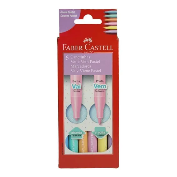 Canetinha Vai E Vem Pastel 6 Cores Faber-castell Foto 1