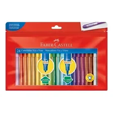 Canetinhas Faber Castell 24 Cores Hidrocor Ponta Vai E Vem Foto mini 4
