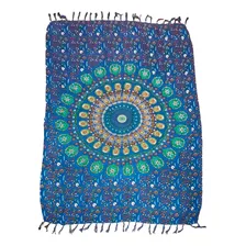 Canga De Praia 100% Viscose - Mandala Flor Azul 1.60 Foto  mini 1