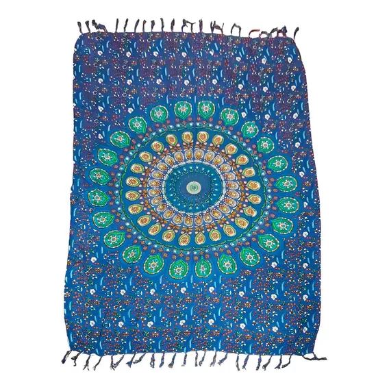 Canga De Praia 100% Viscose - Mandala Flor Azul 1.60 Foto 1
