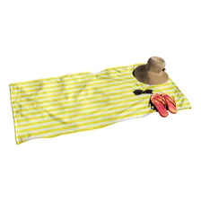 Canga Listras Amarelo E Branco Com Pompom Tamanho Único Foto mini 1