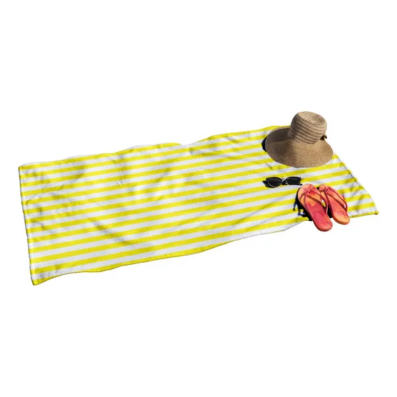 Canga Listras Amarelo E Branco Com Pompom Tamanho Único Foto 1