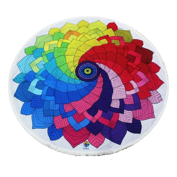 Canga Praia Colorida Personalizada Mandala Coloricasa Grande Cor Branco Foto 1