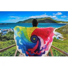 Canga Praia Colorida Personalizada Mandala Coloricasa Grande Cor Branco Foto mini 2