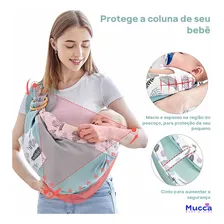 Canguru Wrap Sling Carregador De Bebê 3 Posições Mucca Cor Rosa Flores Tamanho Único Foto mini 4