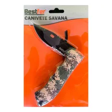 Canivete Camping Inox Preto Savana Pesca Caça 21,8cm Bestfer Foto  mini 1