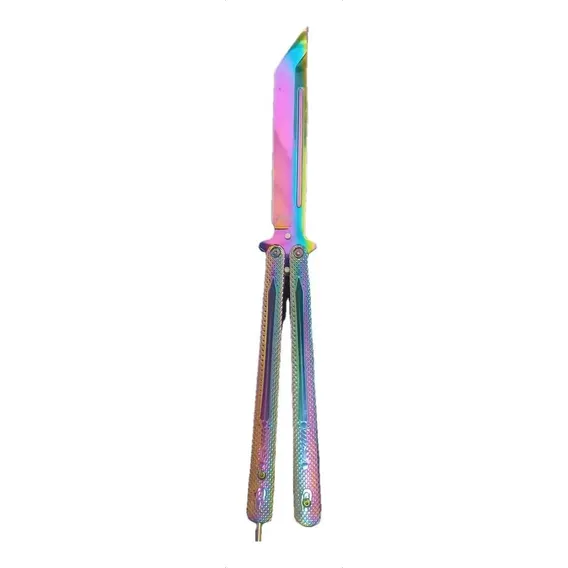 Canivete Faca Butterfly Balisong Afiado Fade Rainbow Foto 1