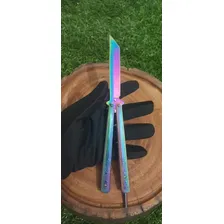 Canivete Faca Butterfly Balisong Afiado Fade Rainbow Foto mini  3
