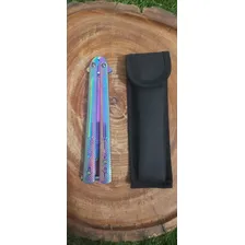 Canivete Faca Butterfly Balisong Afiado Fade Rainbow Foto mini  2