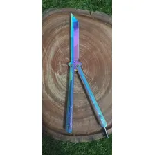 Canivete Faca Butterfly Balisong Afiado Fade Rainbow Foto mini 4