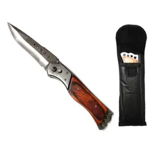 Canivete Faca Dobravel Tático Cabo Madeira Pesca Camping Foto mini 1