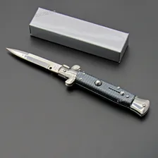 Canivete Stiletto Italiano Mafia Preto Xadrez 1º Qualidade Cor Prateado Foto mini  3