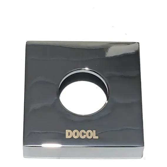 Canopla Quadrada Metal 50 X 13mm C/ Furo Redondo 1/2 Docol Acabamento Brilhante Cor Prateado Foto 1