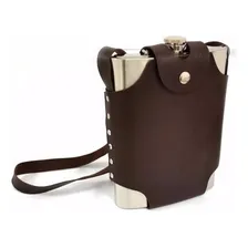 Cantil Porta Bebida Com Bolsa Inox Whisky Vodka Rum 500  Cor Marrom Foto  mini 1