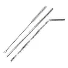 Canudo Aço Inox 2 Unidades Ecológico Reutilizável + Escova Cor Prateado Foto  mini 1