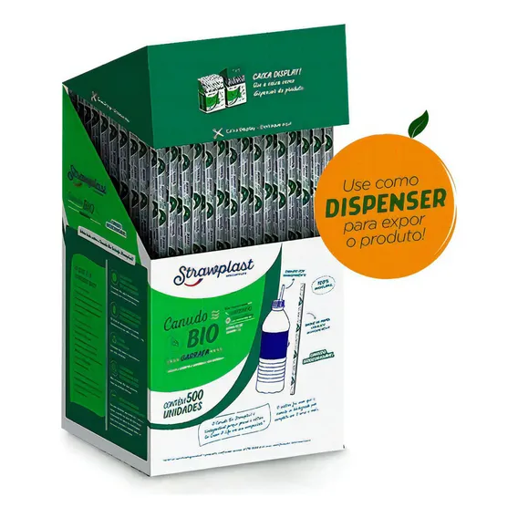 Canudo Biodegradável Garrafa Strawplast C/500 Foto 1