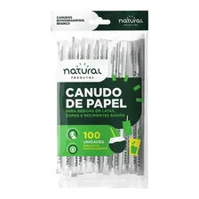 Canudo Papel Biodegradável Embalado Branco - 100 Unidades Foto mini 1