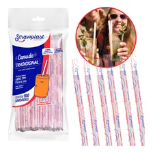 Canudo Tradicional Sachê BS56B Branco e Vermelho 5mm x 21cm x 100un Strawplast Foto mini 4