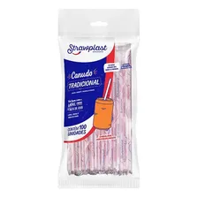 Canudo Tradicional Sachê BS56B Branco e Vermelho 5mm x 21cm x 100un Strawplast Foto mini 1
