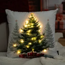 Capa Almofada Aveludada Natal Com Luzes Em Led 43x43cm Foto mini  2