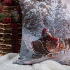 Capa Almofada Cetim Tren贸 De Natal 43x43cm De Foto mini 3