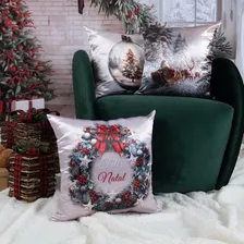 Capa Almofada Cetim Tren贸 De Natal 43x43cm De Foto mini 4