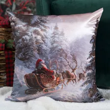 Capa Almofada Cetim Tren贸 De Natal 43x43cm De Foto mini 2