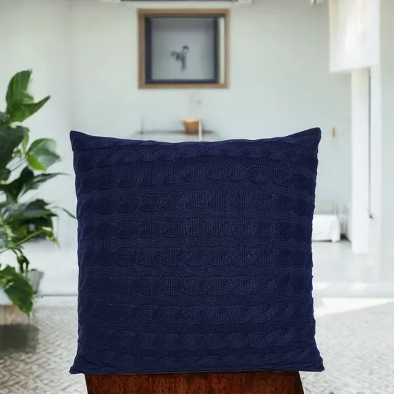 Capa Almofada Trança 45x45 Luxo Decor Barata Cor Capa Almofada Azul Marinho Capa De Almofada 45x45 Foto 1