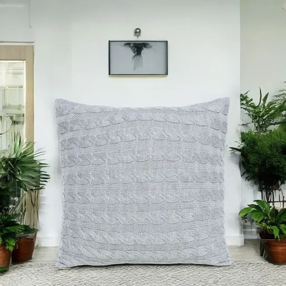 Capa Almofada Trança 45x45 Luxo Decor Barata Cor Capa Almofada Cinza Capa De Almofada 45x45 Foto 1