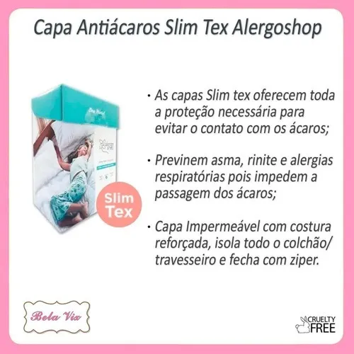 Capa Anti Ácaro Colchão Solteiro Slim Tex E Capa Travesseiro Foto 1