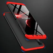 Capa Capinha 360 Galaxy A7 2018 Anti Impacto Fosca Tela 6.0 Cor Preto com Vermelho Foto mini 2