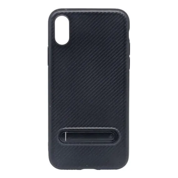 Capa Carbon Lines Com Stand iPhone X Preta Foto 1