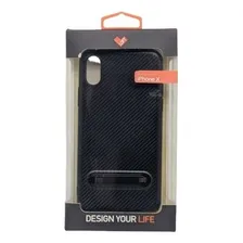 Capa Carbon Lines Com Stand iPhone X Preta Foto mini 2