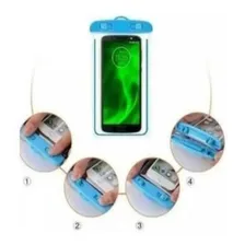Capa Case P /celular Protetora Prova D'água Protege Da Areia Cor Azul Foto mini 3