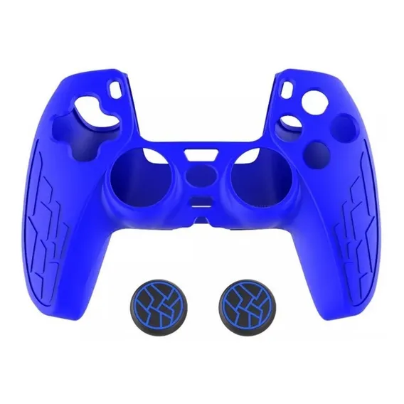 Capa Case Proteção Silicone Controle Dualshock Ps5 + 2 Grip Cor Azul Foto 1