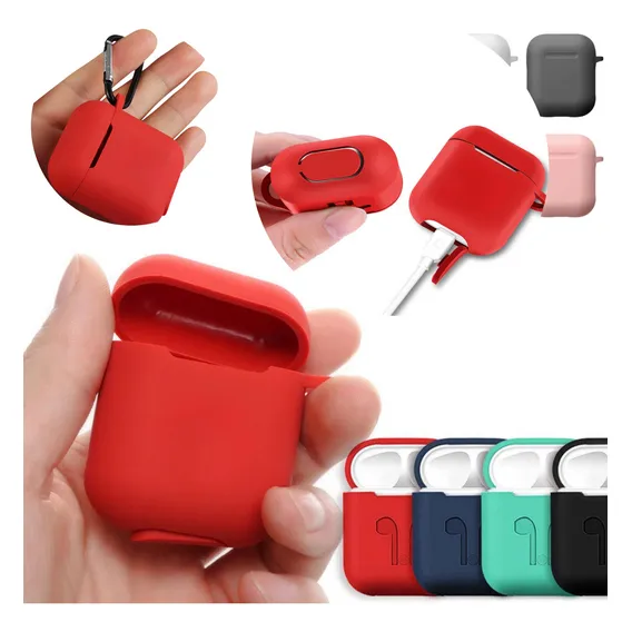 Capa Case Protetora De Silicone Para AirPods Apple 1 E 2 Cor Vermelho Foto 1