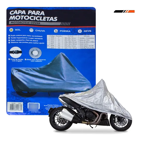 Capa Cobrir Moto Térmica Sol Chuva Cinza M Brandy Foto 1