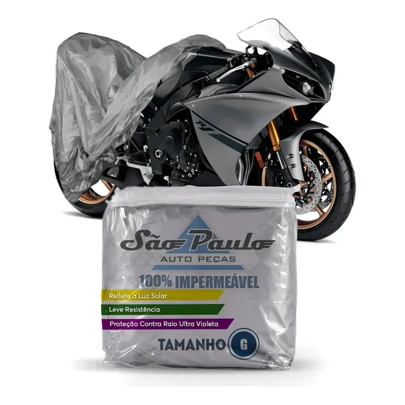 Capa Cobrir Moto Yamaha  Yzf R3 Impermeável Proteção Anti-uv Cor Cinza Foto 1